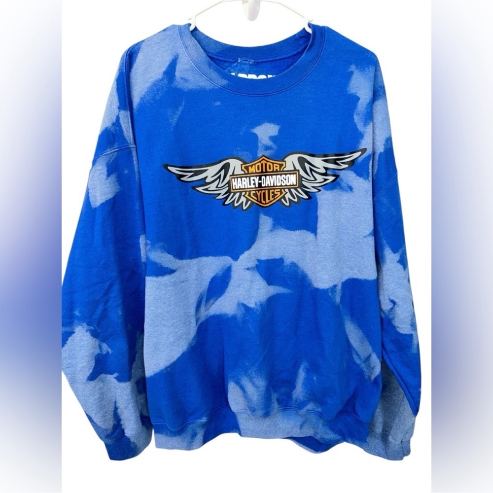 Harley-Davidson Blue Tie-Dye Crew Neck Sweater